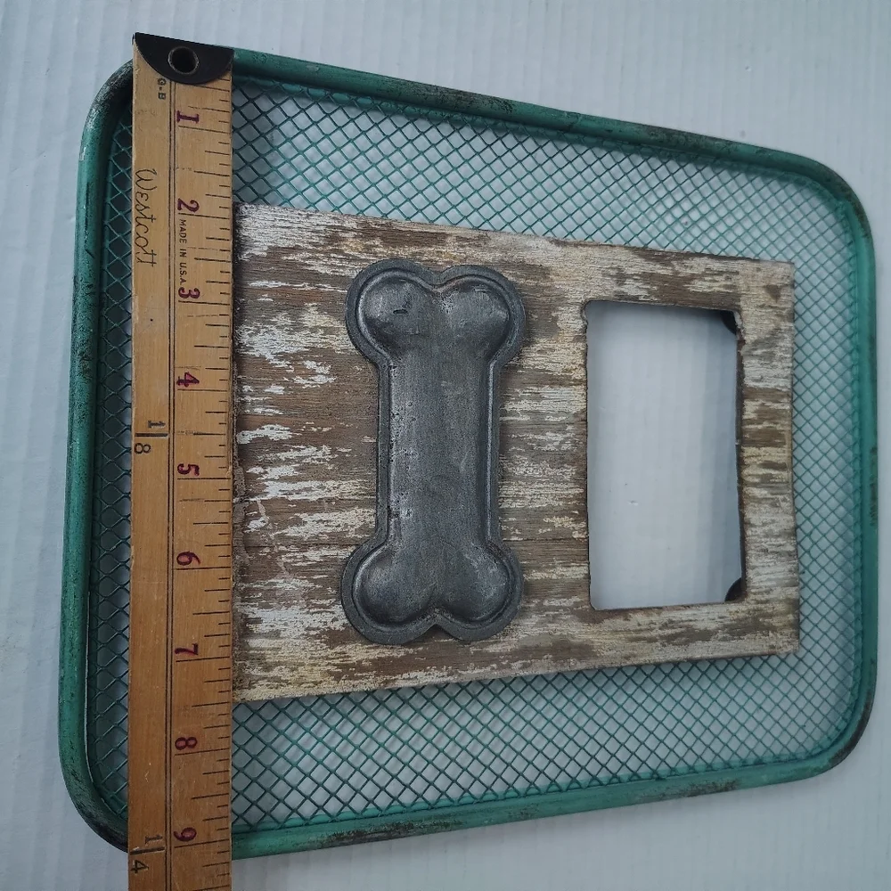 Metal Dog Picture Frame Fence Wood Metal Bone Farmhouse Decor Frame